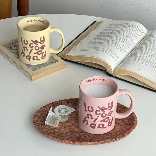 Charming Pink and Cream Couple Cups: Korean Romantic Breakfast Mug Set
