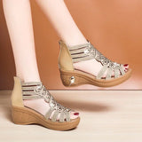 2024 Wedge Sandals Elegant Ladies Rome Hollow Out Sandals