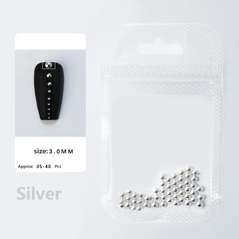 0.4mm-1.5mm Nail Art Beads Steel Ball Metal Micro Caviars Alloy