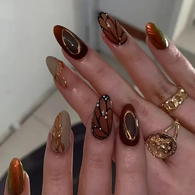 Butterfly Brown Nail Art