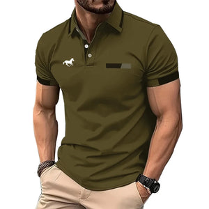 Men Summer Short Sleeve Fashion Slim Fit Polo Shirt Business Casual