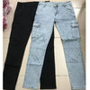 Jeans Men Pants Wash Solid Color Multi Pockets Denim Mid Waist Cargo