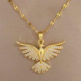 Stainless Steel Phoenix Eagles Pendant Necklace For Women Girl