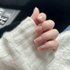 Chic Handmade French Press On Nails Nude Coffin Design