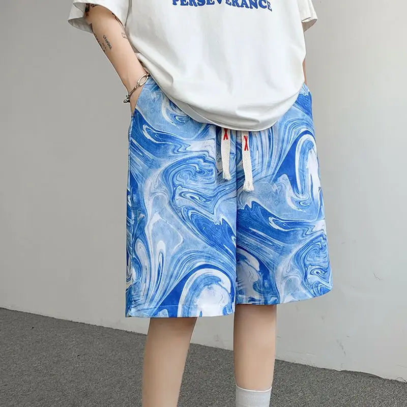 Men's Tie-Dye Streetwear Shorts – Trendy High-Waist Summer Look