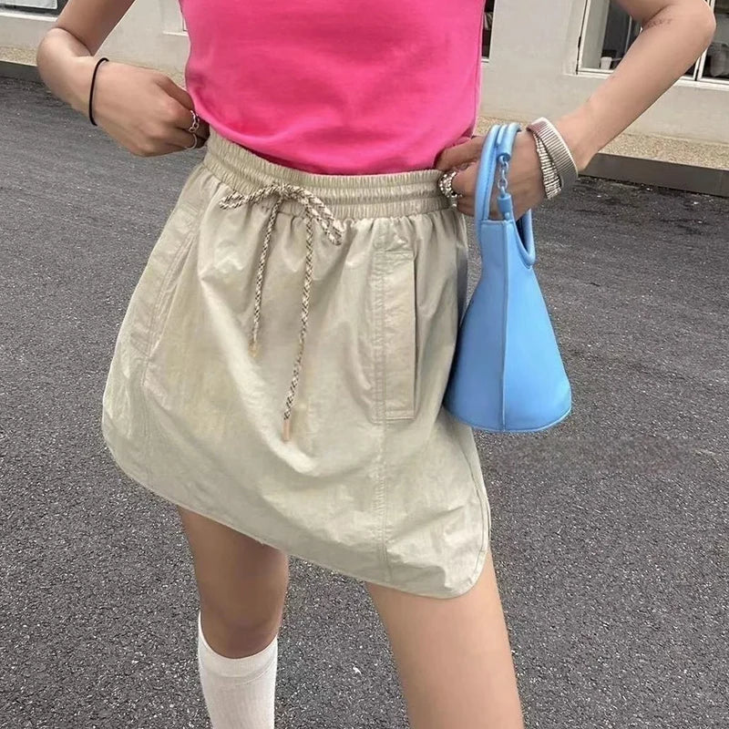 Streetwear A-Line Cargo Skirt for Women Summer