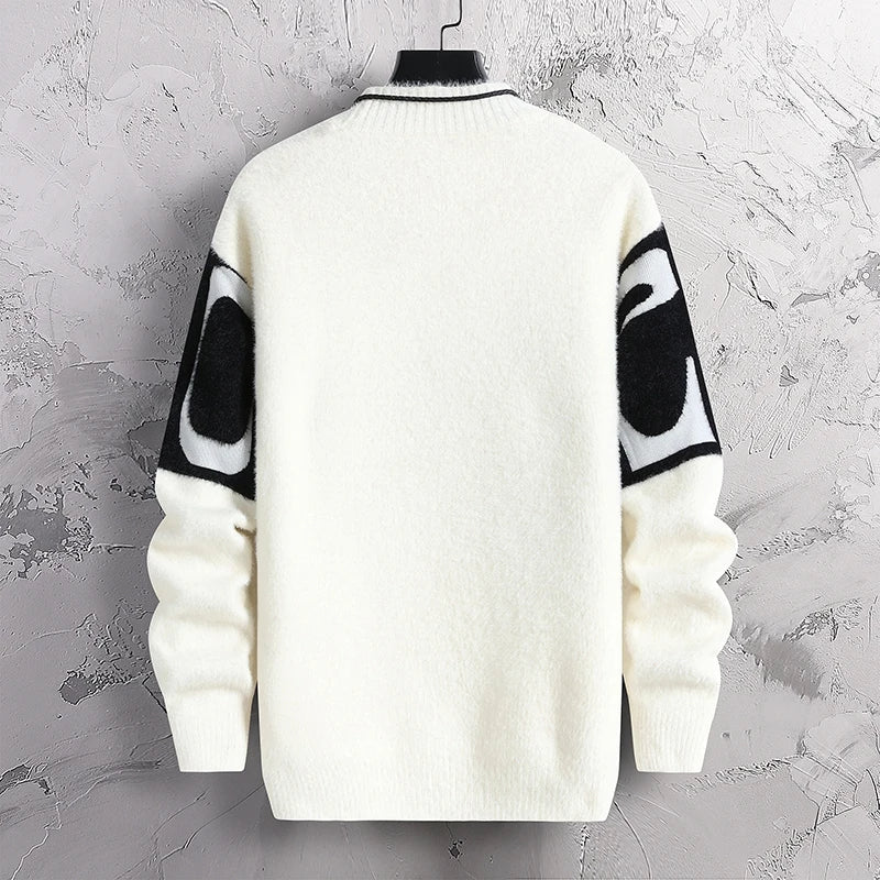 2023 Herrenpullover aus Kaschmir mit Patchwork-Digitaldruck