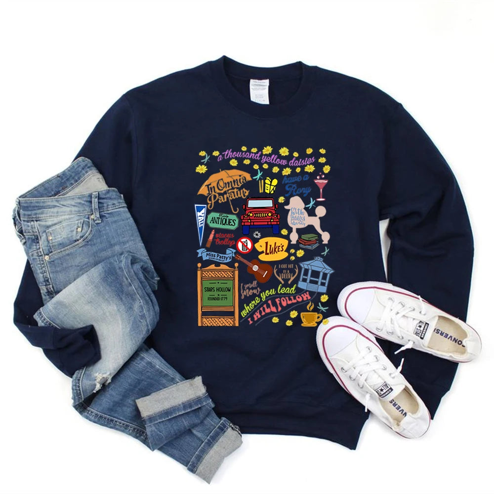 Vintage Gilmore Girls Stars Hollow Dragonfly Luke's Diner Sweater