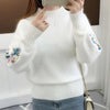Autumn Winter Embroidery Knit Sweater for Women
