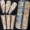 Gold Nail Rhinestone 12 Grids Multi-Shaped Flat Back Gemstones 3D