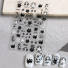 Cartoon Black Cat Nail Stickers Cute Graffiti Painting Kitten Designs