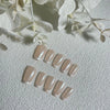 Chic Handmade French Press On Nails Nude Coffin Design