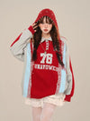 Women’s Lace Splicing Polo Sweatshirt Retro Style
