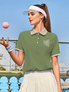 Polo Shirt Womens Summer Sporty T-Shirts Trend Striped Cuffs Tops