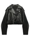 Womens Short PU Leather Jacket