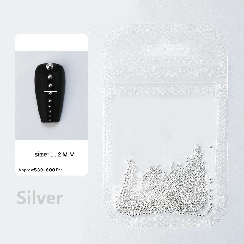0.4mm-1.5mm Nail Art Beads Steel Ball Metal Micro Caviars Alloy