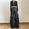 Punk Black High Waist Trousers Baggy Mopping Pants For Women Hip Hop