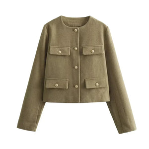 Women's Outerwear Autumn Long Sleeve Cropped Jacket