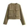 Womens Long Sleeve Cropped Coat