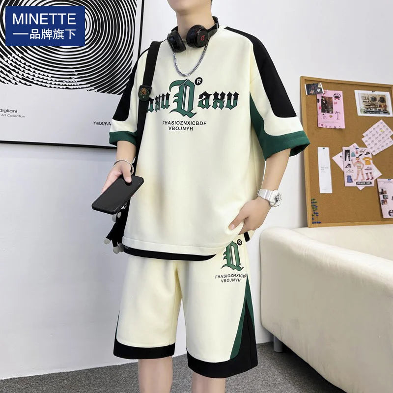 The brand's minette men's t-shirt summer fashion short sleeved shorts