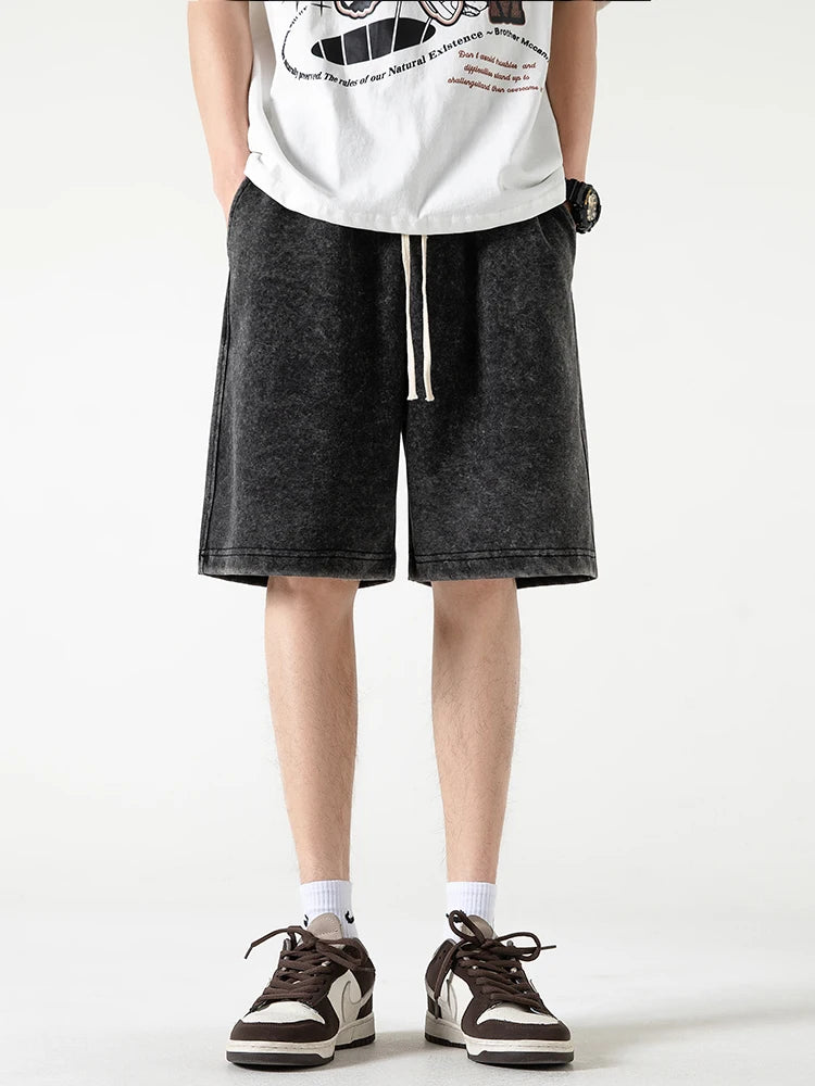 2024 Distressed Summer Shorts Heavy Cotton Drawstring Harajuku