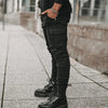 Jeans Men Pants Wash Solid Color Multi Pockets Denim Mid Waist Cargo
