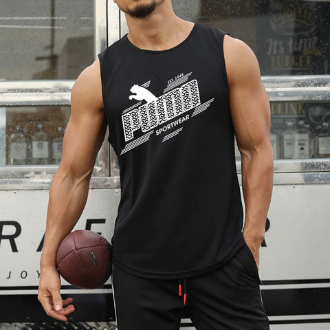 Men's Breathable Loose Fit Training Sleeveless T-shirt Quick Drying Vests