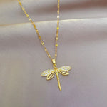 Stainless Steel Personality Dragonfly Pendant Necklace