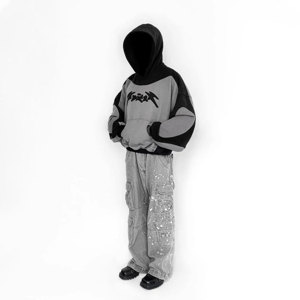 Y2K Retro Zipper Hoodie Patchwork Gothic Street Hip Hop