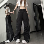 Y2K Techwear Sweatpants Women Streetwear Korean Hip Hop Harajuku Cargo Parachute Track Pants Wide Leg Patterned Jogger Pants Women 2023