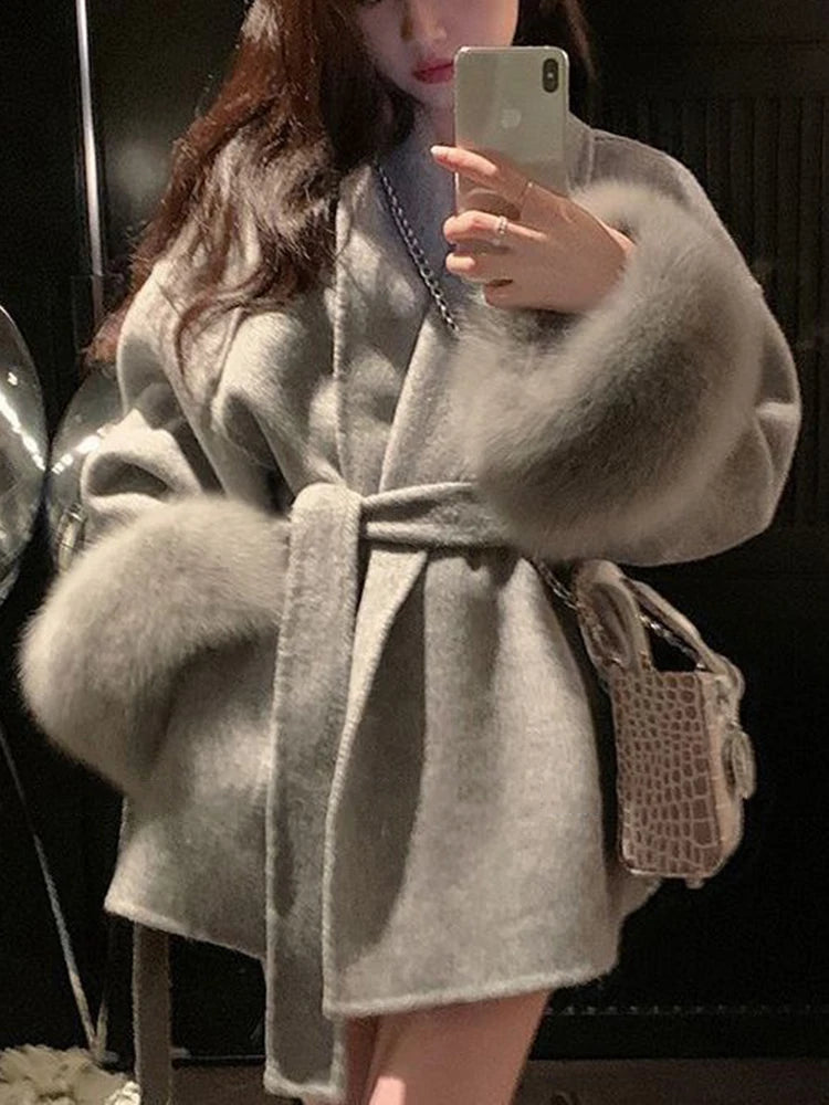Patchwork Woolen Coat Beautiful Jacket Autumn 2024