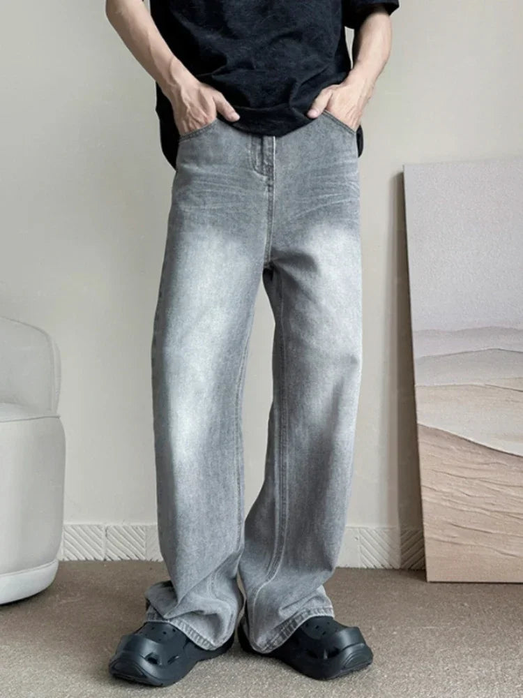 Vintage Gray Baggy Jeans: Y2k Fashion for Men