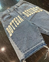 Retro-Jeansshorts mit Buchstabenstickerei 