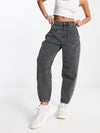 Women's Black Washed Jeans Casual Straight-Leg Denim
