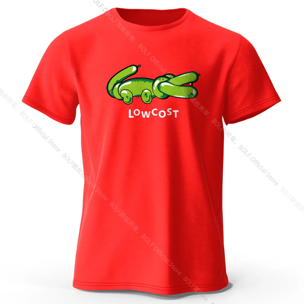 Mens Lowcost Crocodile Joke Tshirt 100 Cotton Oversized Funny Tee