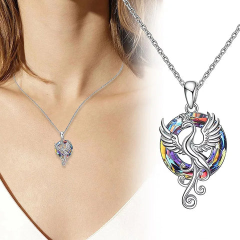 Fashion Personalized Colorful Phoenix Crystal Pendant Necklace