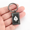 Punk Lucky Ace of Spades Keychain Stainless Steel Pendant