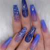 Colorful Glossy Acrylic Press On Nails Long Coffin Tips
