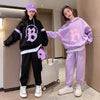 Girls Suit Sweater with Hood + Trousers Two-piece Suit Loose Harem Pants Suit Outer