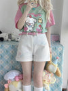 Y2k Harajuku Patchwork T Shirts Jaanese Fashion Kawaii Sweet Streetwear Summer 2024