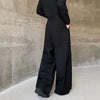 Men's Casual Pants Straight Wide Leg Trousers Personality Pleated Spliced