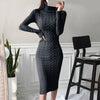 Women’s Turtleneck Knitted Bodycon Midi Dress