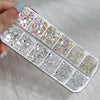 Gold Flat Back Nail Rhinestones Crystals 12 Grids Manicure Diamond