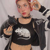 Mouse Print Black Tank Goth Sexy Bodycon Cropped Tops Women Streetwear Harajuku