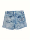 Women's Low Rise Embroidered Denim Shorts