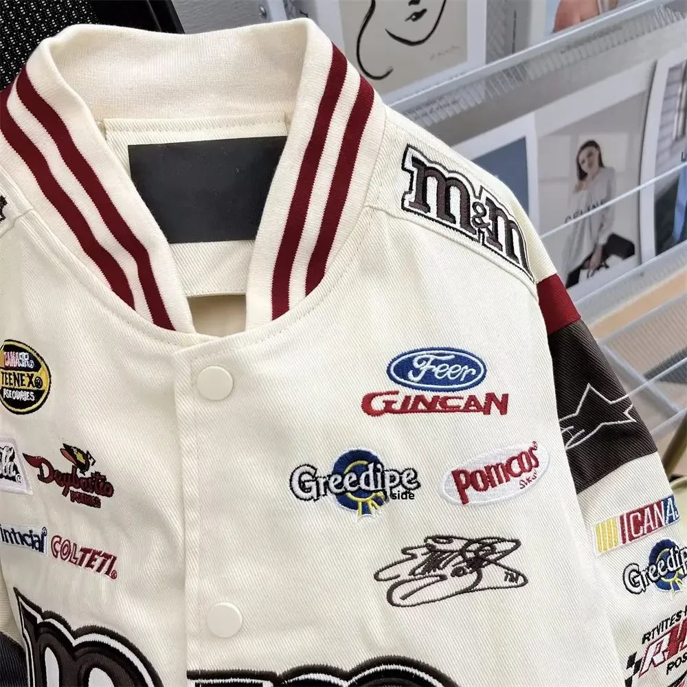 Women's Baseball Jacket Loose Hip Hop Casual Embroidered