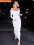 Sexy Off-Shoulder Long-Sleeved White Maxi Dress
