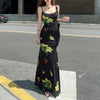Black Backless Maxi Dress Women's Summer Streetwear