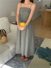 Off Shoulder Long Grey Dress