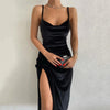 Elegant Green Velvet Party Dress with Side Slit